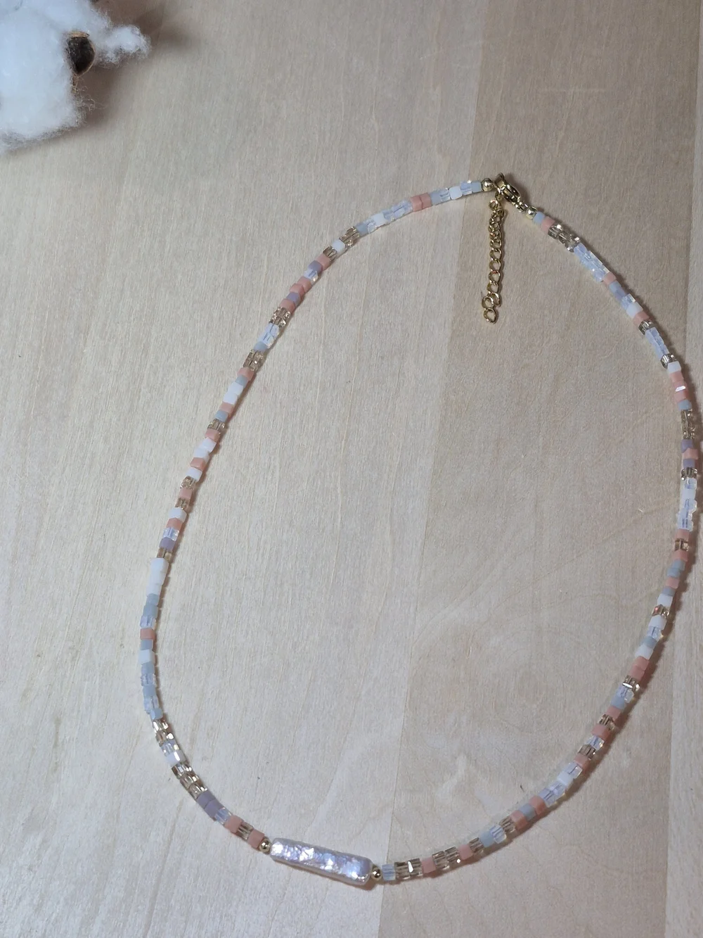 🧡💛NEW🧡💛 PRETTY!! Chopstick Freshwater Pearl Nat. Stone Mini Cube Necklace
